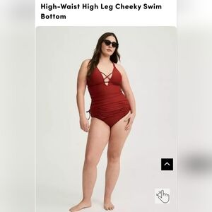 High-Waist High Leg Cheeky Swim Bottom From Torrid